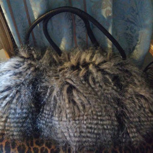 bag, large fur bag, Adrienne Landau